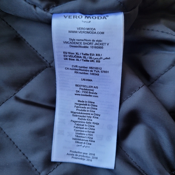 Vero Moda Velvet Bomber Jacket Black Gold Zip XL - Picture 8 of 10